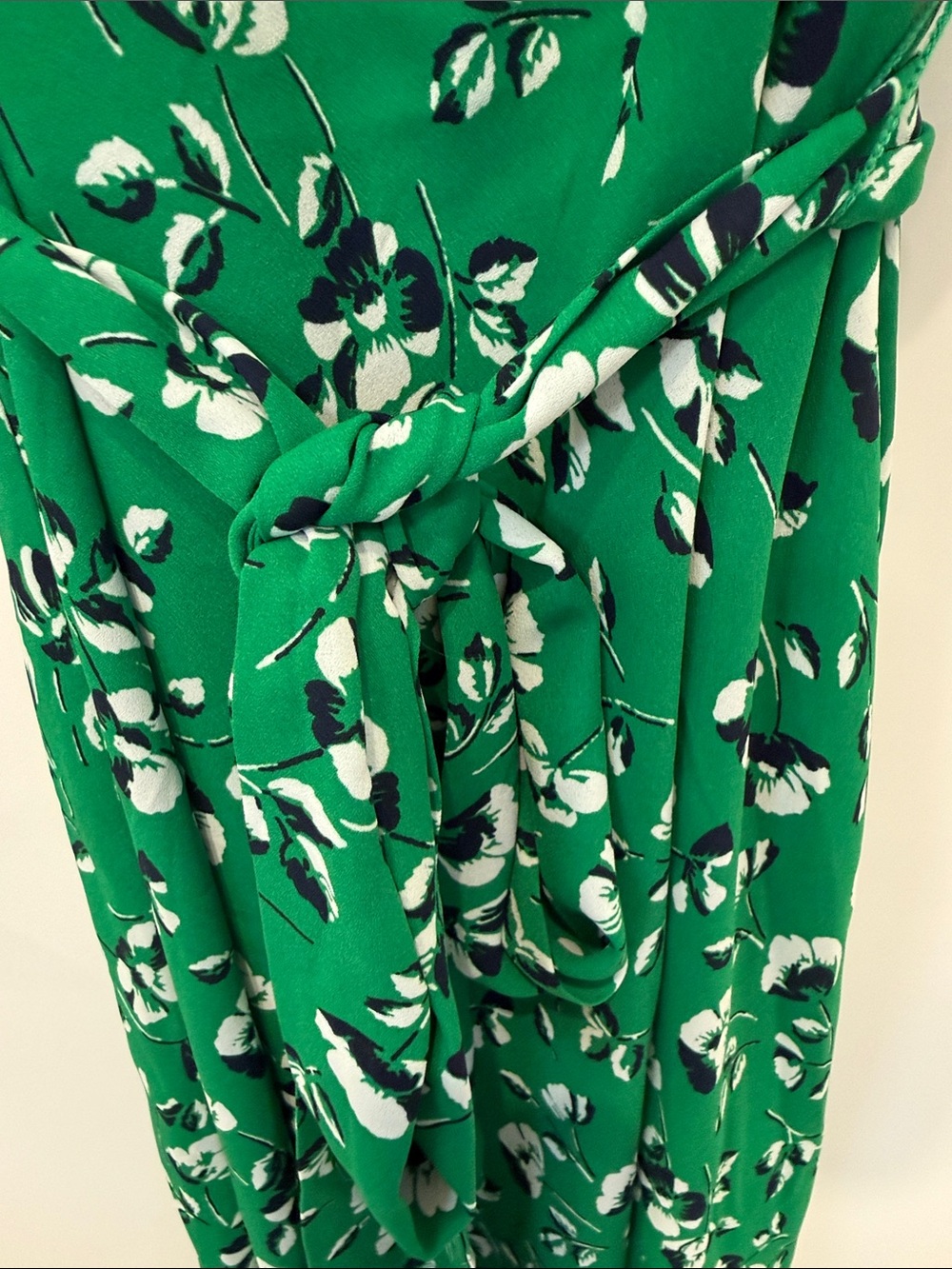 Lauren Ralph Lauren Emerald Green Floral Midi Dress with Waist Tie - Picture 3 of 8